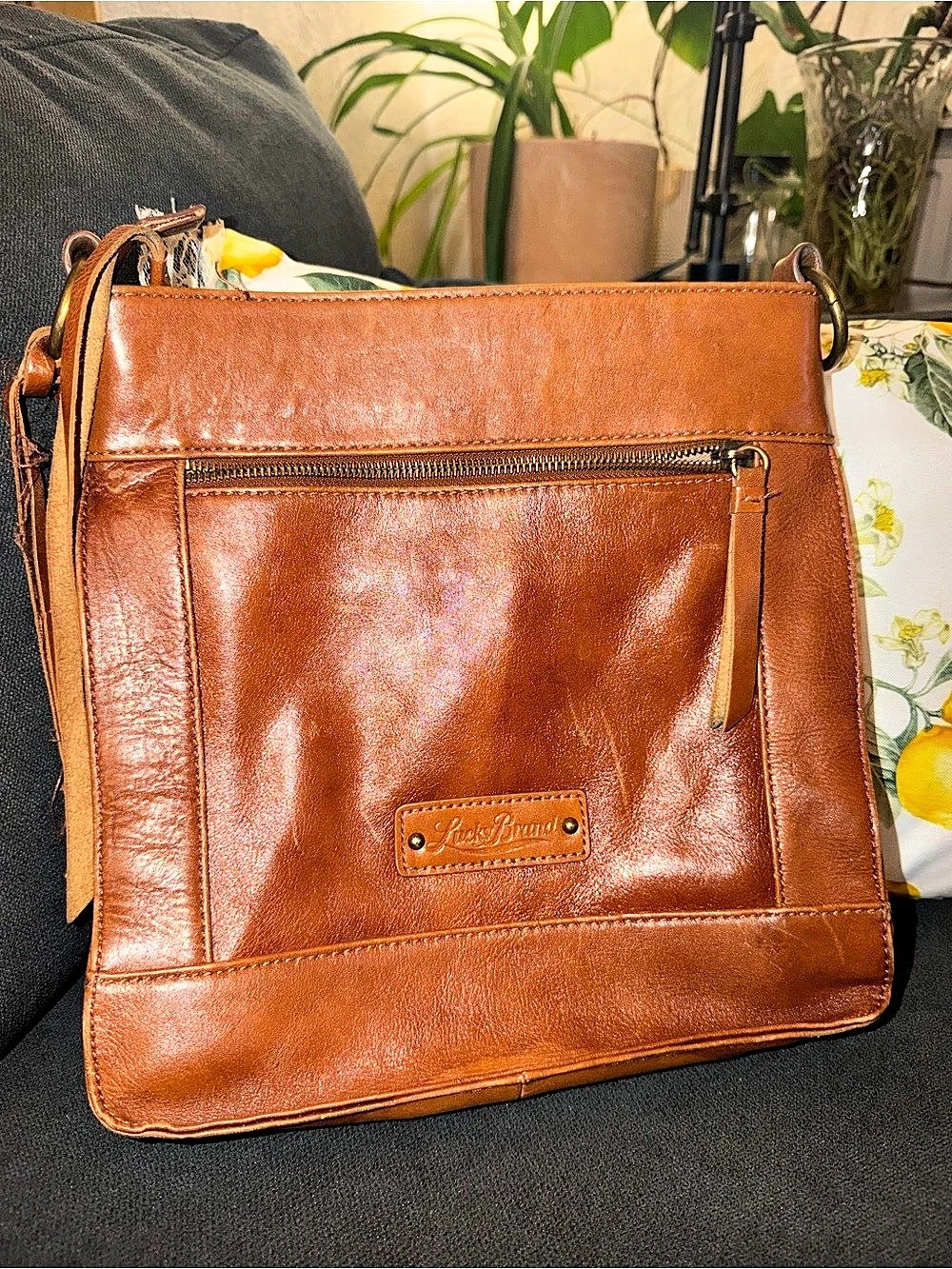 Vintage Lucky Brand Brown Leather crossbody Bag